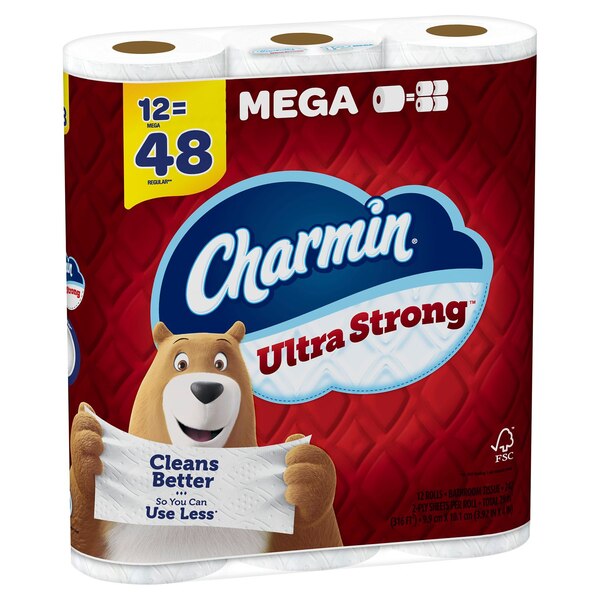 Charmin Ultra Strong Toilet Paper 12 Mega Rolls, 242 Sheets Per Roll