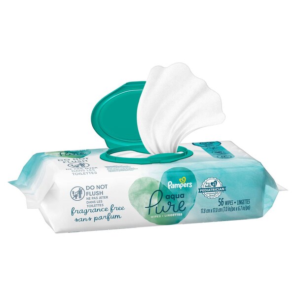 Pampers Aqua Pure Baby Wipes, 56 CT