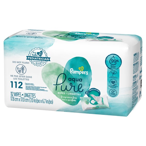 Pampers Aqua Pure Baby Wipes, 112 CT