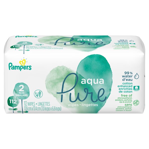 Pampers Aqua Pure Baby Wipes, 112 CT
