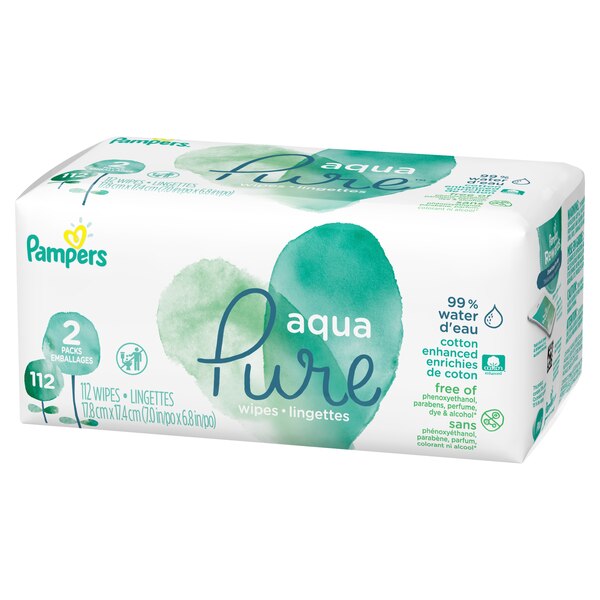 Pampers Aqua Pure Baby Wipes, 112 CT