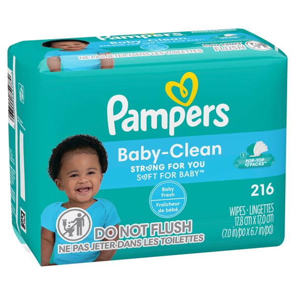 Pampers Baby Clean Wipes Baby Fresh Scented 3X Pop-Top Packs, 216 CT