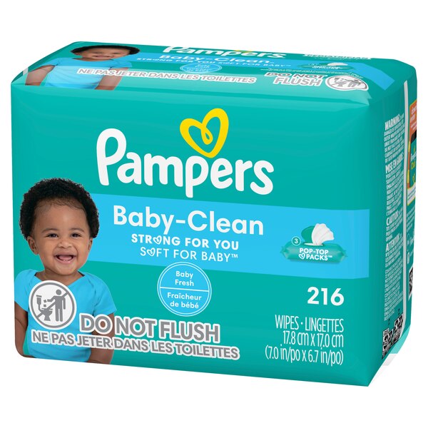 Pampers Baby Clean Wipes Baby Fresh Scented 3X Pop-Top Packs, 216 CT