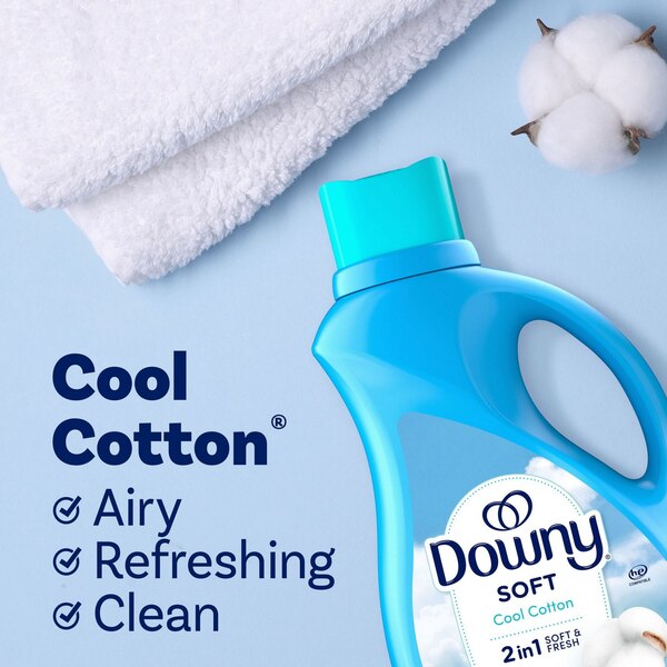Downy Soft 2-in-1 Liquid Fabric Softener, Cool Cotton Scent, 44 oz