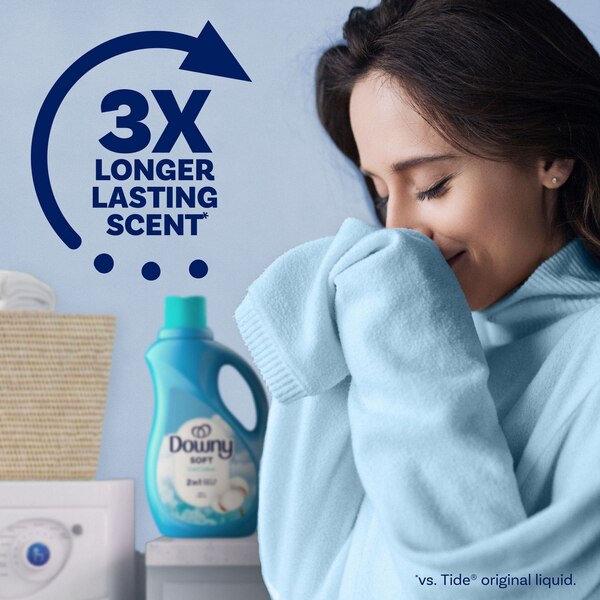 Downy Soft 2-in-1 Liquid Fabric Softener, Cool Cotton Scent, 44 oz