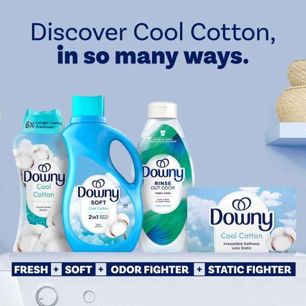 Downy Soft 2-in-1 Liquid Fabric Softener, Cool Cotton Scent, 44 oz