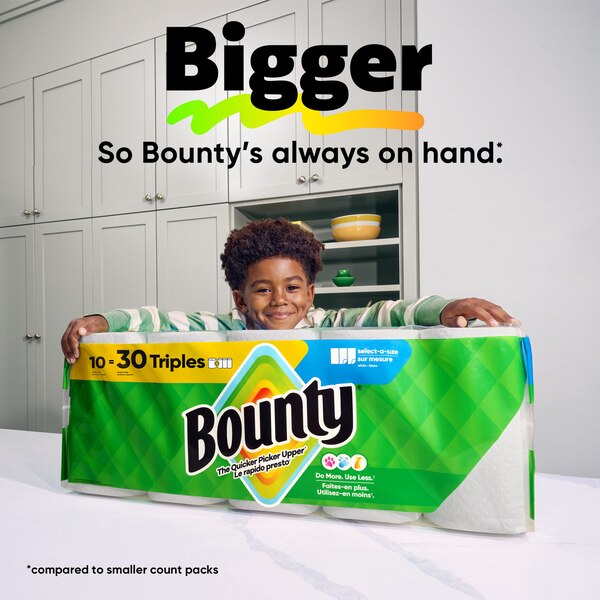 Bounty Select-A-Size Paper Towels, 2 Double Rolls, White, 90 Sheets Per Roll