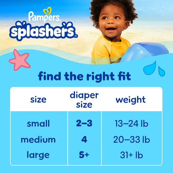 Pampers Splashers Disposable Swim Pants, Size M, 18 CT