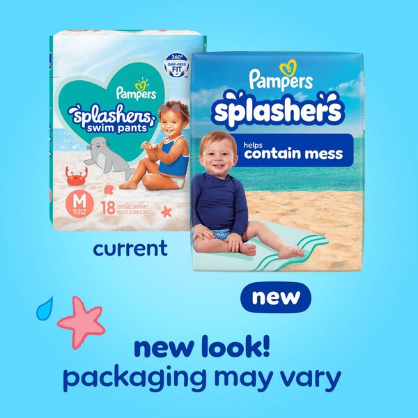 Pampers Splashers Disposable Swim Pants, Size M, 18 CT