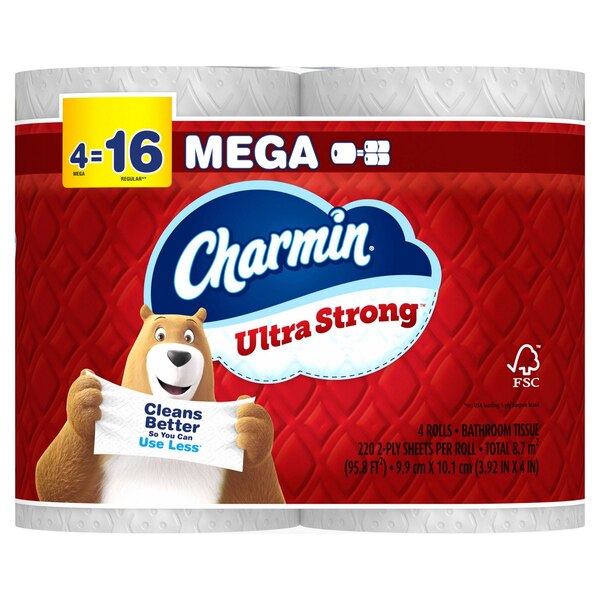 Charmin Ultra Strong Toilet Paper, 4 Mega Rolls