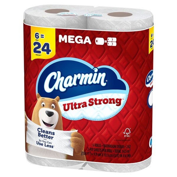 Charmin Ultra Strong Toilet Paper 6 Mega Rolls, 242 Sheets Per Roll