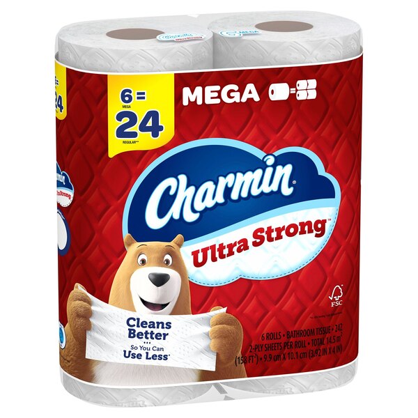 Charmin Ultra Strong Toilet Paper 6 Mega Rolls, 242 Sheets Per Roll