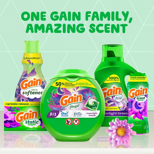 Gain + Aroma Boost Liquid Laundry Detergent, Moonlight Breeze Scent, 46 oz