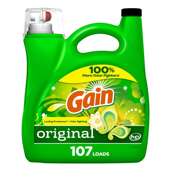 Gain + Aroma Boost Liquid Laundry Detergent, Original Scent, 107 loads, 154 oz