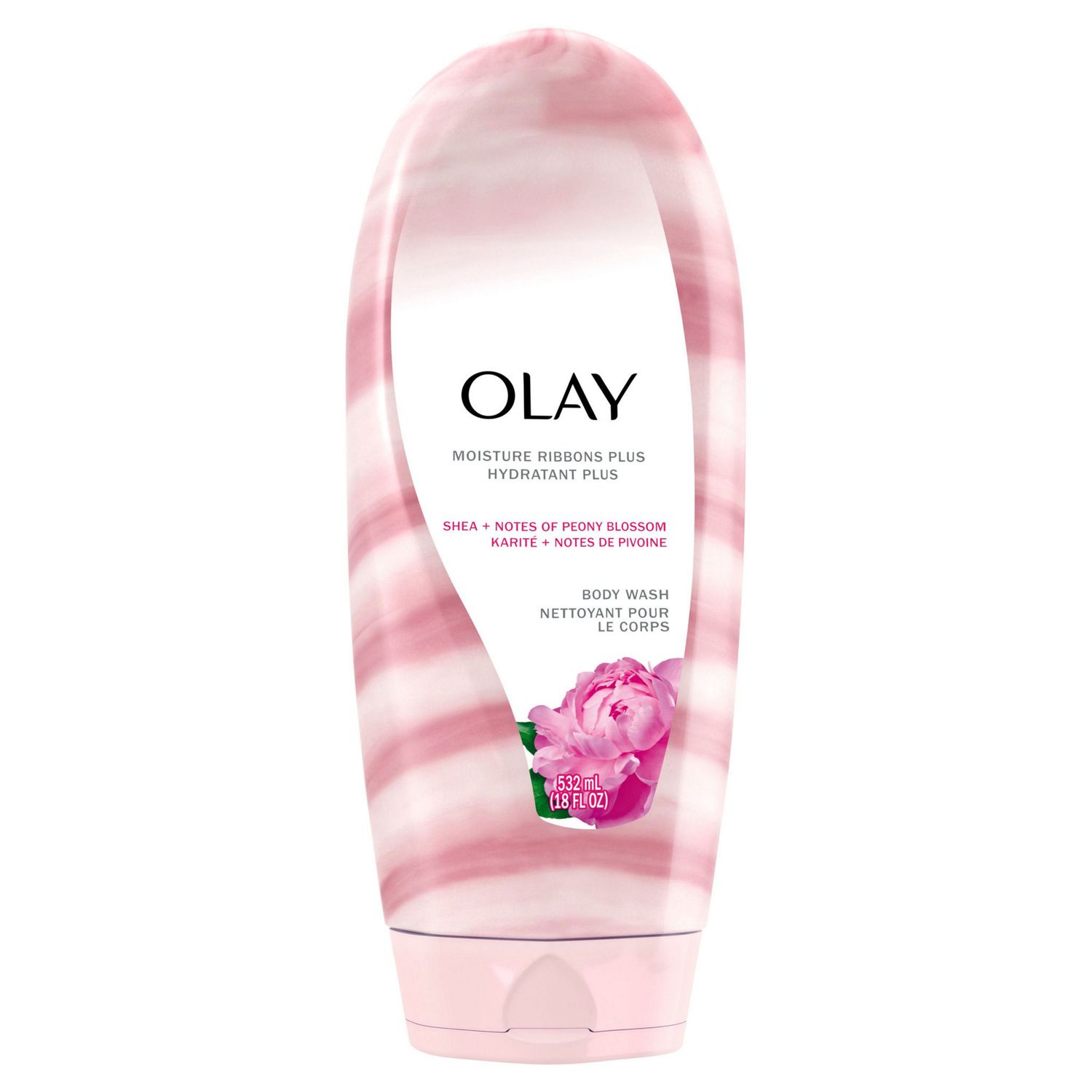 Olay Moisture Ribbons Plus Shea + Notes of Peony Blossom Body Wash, 18 oz