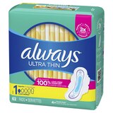 Always Ultra Thin Pads with Wings, Size 1, 62 CT, thumbnail image