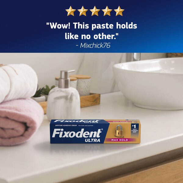 Fixodent Ultra Denture Adhesive Cream, Max Hold, 2.2 OZ, 2 CT