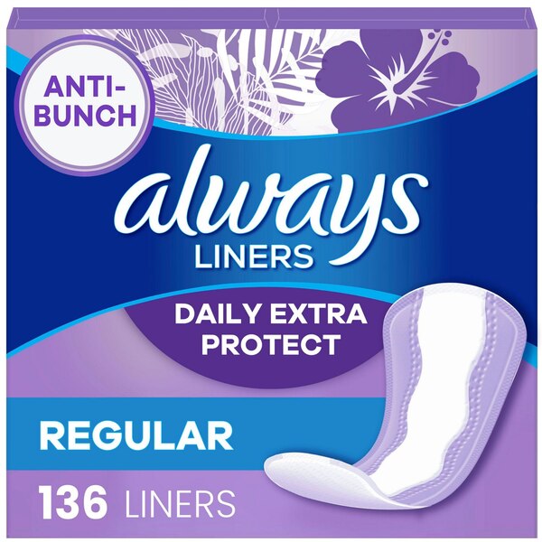 Always Anti-Bunch Xtra Protection Daily Liners Regular, 136 CT