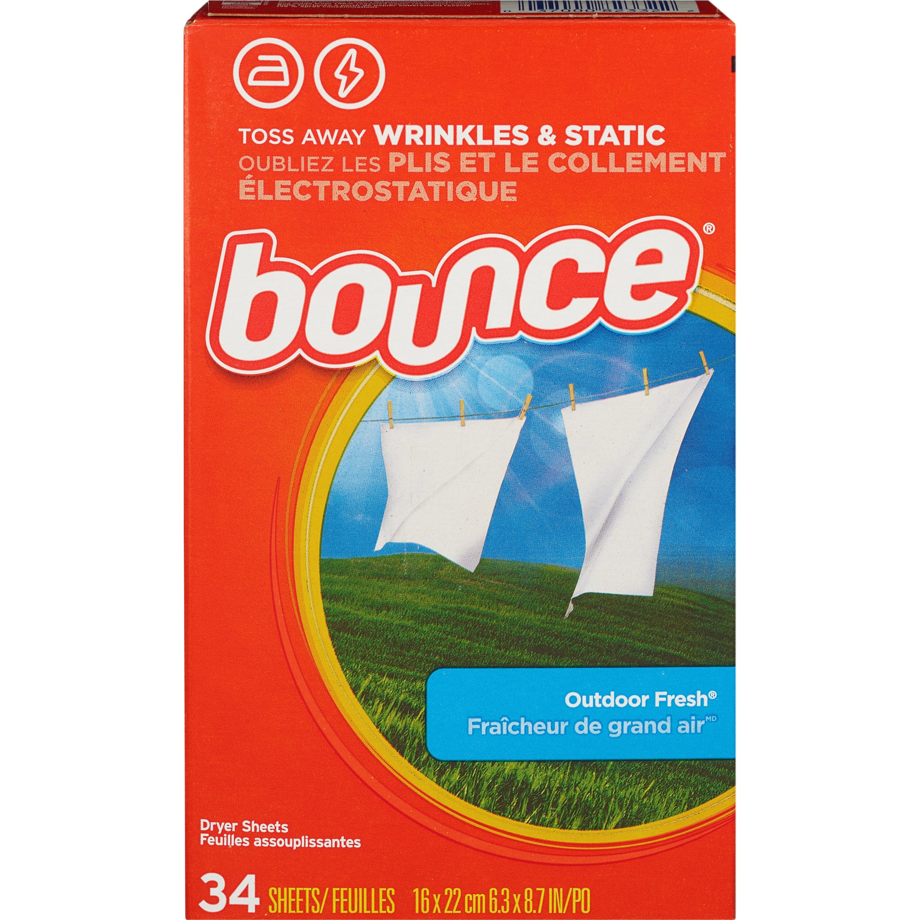 Bounce - Hojas suavizantes de tela para secadora, Outdoor Fresh, 34 u.