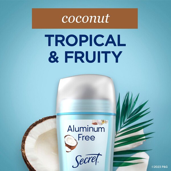 Secret 48-Hour Aluminum Free Deodorant Stick, Real Coconut, 2.4 OZ