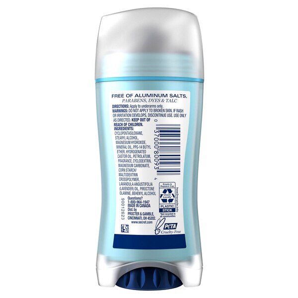 Secret 48-Hour Aluminum Free Deodorant Stick, Lavender, 2.4 OZ