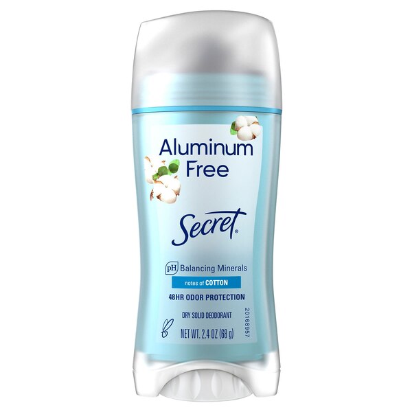 Secret 48-Hour Aluminum Free Deodorant Stick, Cotton, 2.4 OZ