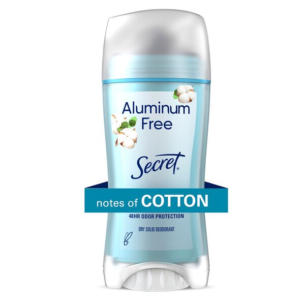 Secret 48-Hour Aluminum Free Deodorant Stick, Cotton, 2.4 OZ