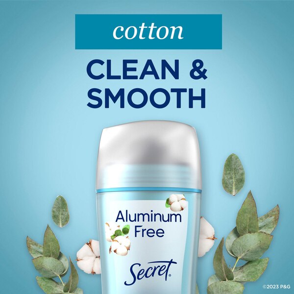 Secret 48-Hour Aluminum Free Deodorant Stick, Cotton, 2.4 OZ