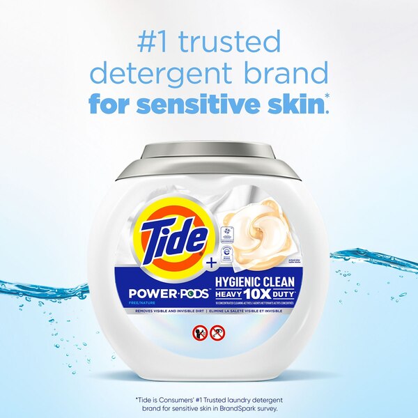 Tide + Power PODS Hygienic Clean Laundry Detergent Pacs, Free & Clear, 25 ct