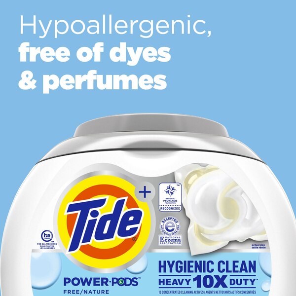 Tide + Power PODS Hygienic Clean Laundry Detergent Pacs, Free & Clear, 25 ct