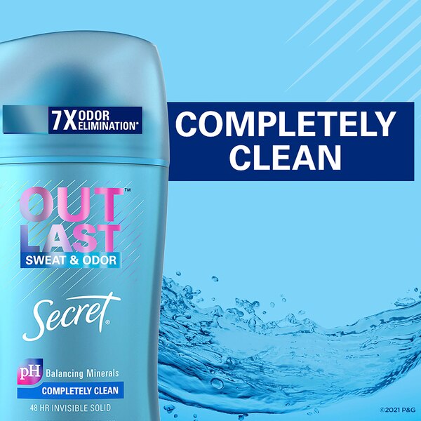 Secret Outlast 48-Hour Antiperspirant Stick, Completely Clean, 2.6 OZ