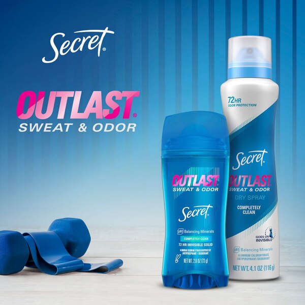 Secret Outlast 48-Hour Clear Gel Antiperspirant & Deodorant Stick,  Completely Clean, 2.6 OZ