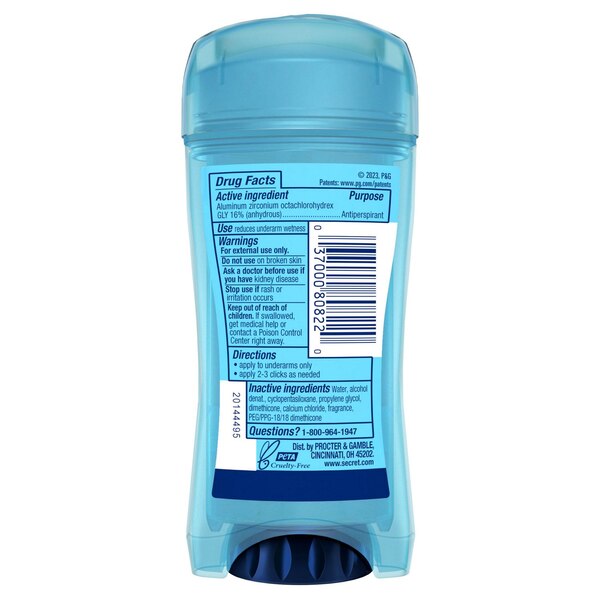 Secret Outlast 48-Hour Clear Gel Antiperspirant & Deodorant Stick,  Completely Clean, 2.6 OZ
