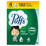 Puffs Plus Lotion with the Scent of Vick's Facial Tissues, 48 Tissues per Cube, 4 ct, thumbnail image