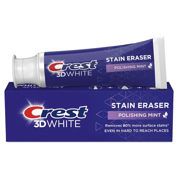 Crest 3D White Stain Eraser Teeth Whitening Toothpaste, Polishing Mint, 2.7 OZ