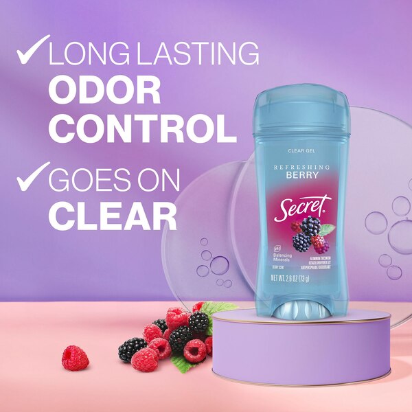 Secret Clear Gel Deodorant, Refreshing Berry, 2.6 OZ