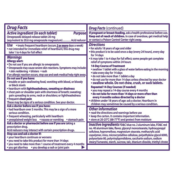 Prilosec OTC Frequent Heartburn Medicine and Acid Reducer Tablets