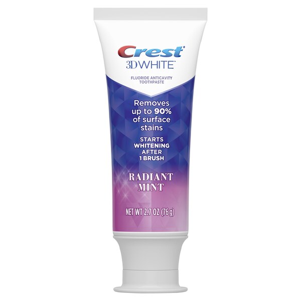Crest 3D White Fluoride Anticavity Whitening Toothpaste, Advanced Radiant Mint, 2.7 Ounce