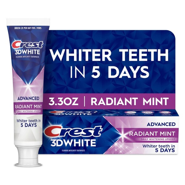 Crest 3D White Fluoride Anticavity Whitening Toothpaste, Advanced Radiant Mint