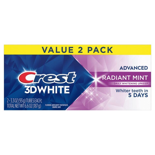 Crest 3D White Fluoride Anticavity Whitening Toothpaste, Advanced Radiant Mint