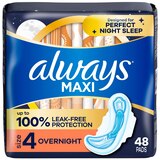 Always Size 4 Maxi Pads with Wings, Unscented, Overnight, thumbnail image