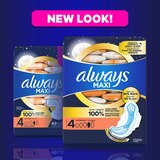 Always Size 4 Maxi Pads with Wings, Unscented, Overnight, thumbnail image