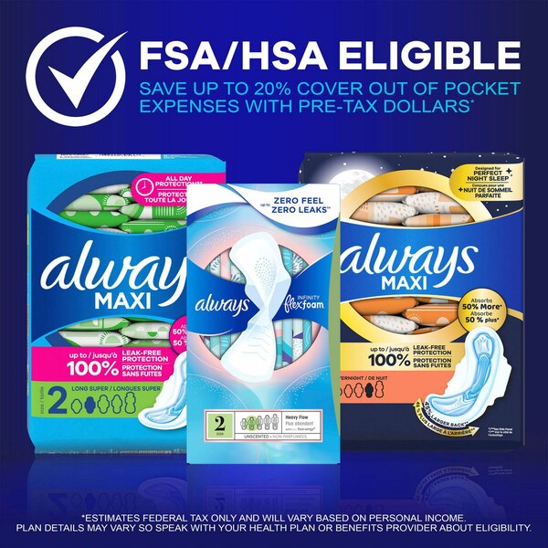 Always Size 4 Maxi Pads with Wings, Unscented, Overnight