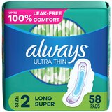 Always Ultra Thin Size 2 Pads with Wings, Unscented, Super, thumbnail image