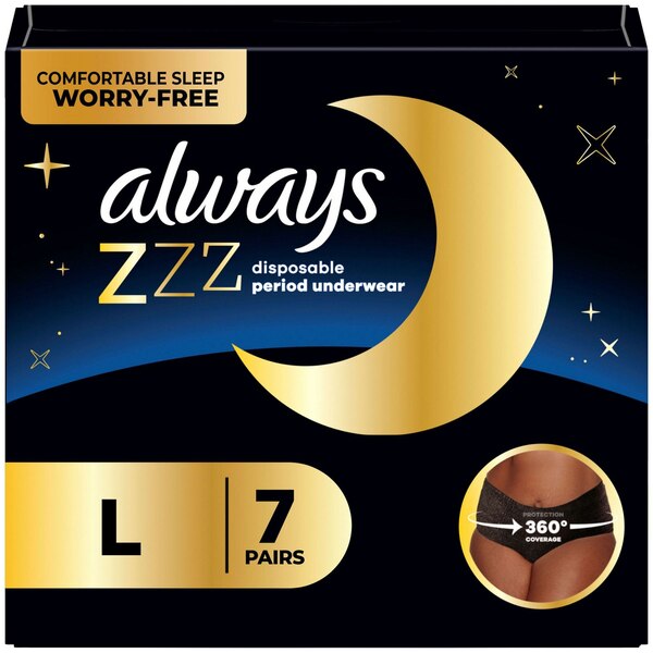 Always ZZZ Overnight Disposable Period Underwear for Women, 7 CT