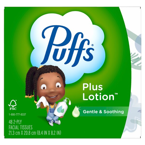 Puffs Plus Lotion Facial Tissue, 1 Cube, 48 Tissues Per Box