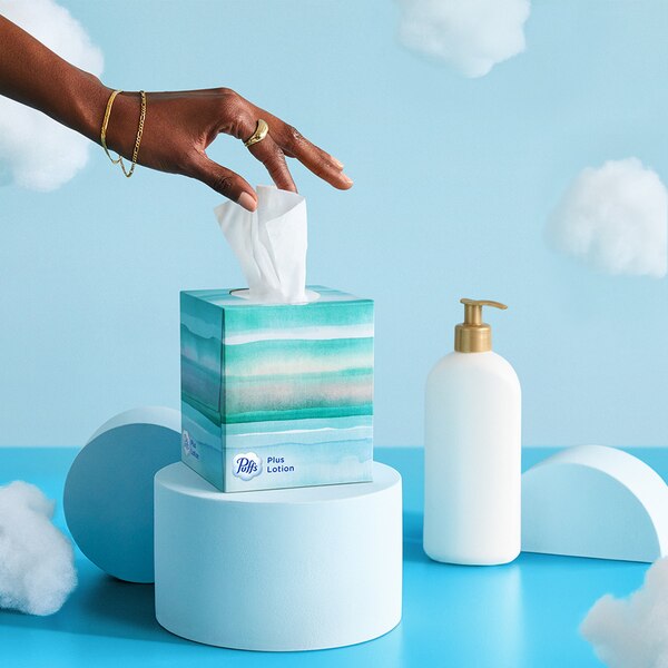 Puffs Plus Lotion Facial Tissue, 1 Cube, 48 Tissues Per Box