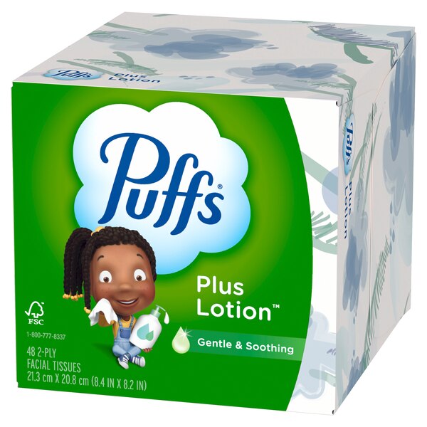 Puffs Plus Lotion Facial Tissue, 1 Cube, 48 Tissues Per Box