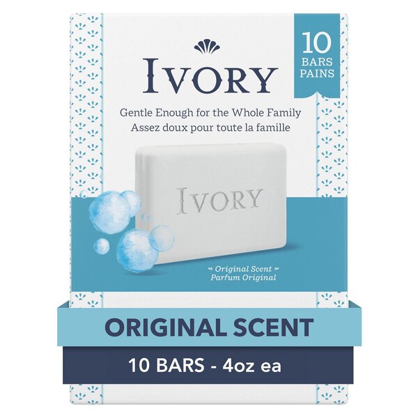 Ivory Bar Soap, Original Scent, 10 CT