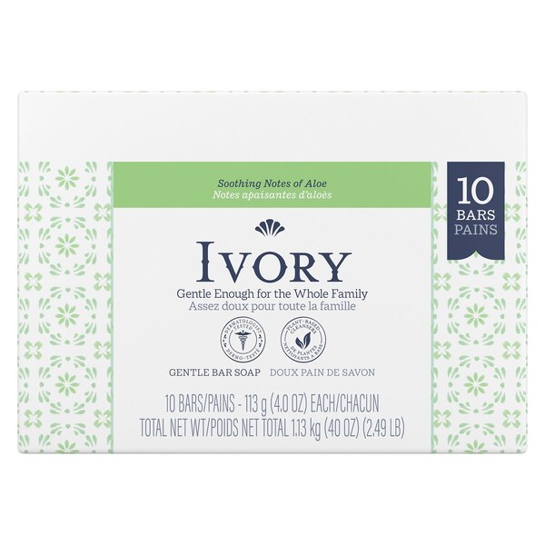 Ivory Bar Soap, Soothing Notes of Aloe, 10 CT
